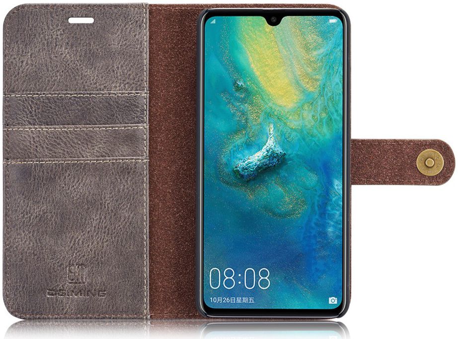 Huawei Mate 20 Echt Leren 2-in-1 Portemonnee Hoesje Grijs afbeelding 8