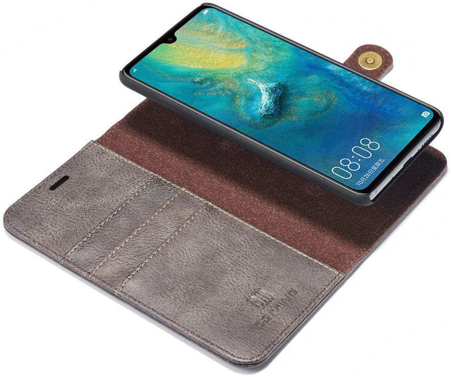 Huawei Mate 20 Echt Leren 2-in-1 Portemonnee Hoesje Grijs afbeelding 2