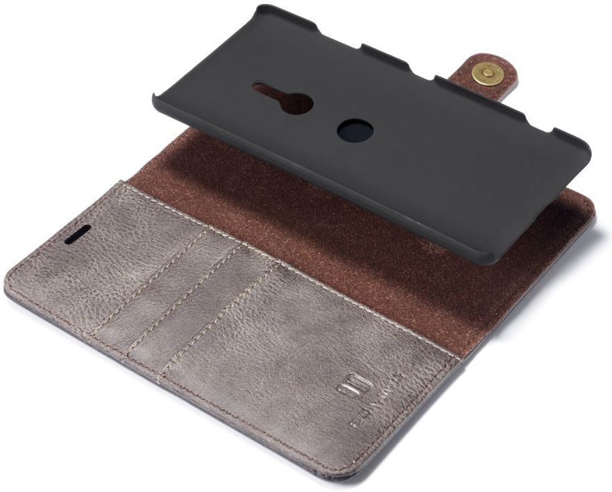 Sony Xperia XZ3 Echt Leren 2-in-1 Portemonnee Hoesje Grijs afbeelding 2