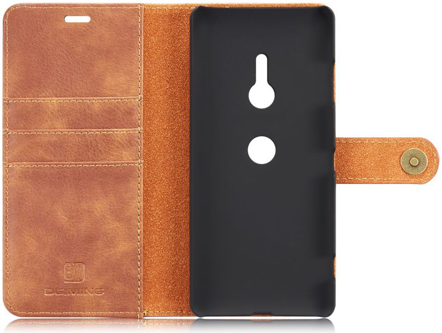 Sony Xperia XZ3 Echt Leren 2-in-1 Portemonnee Hoesje Bruin afbeelding 4