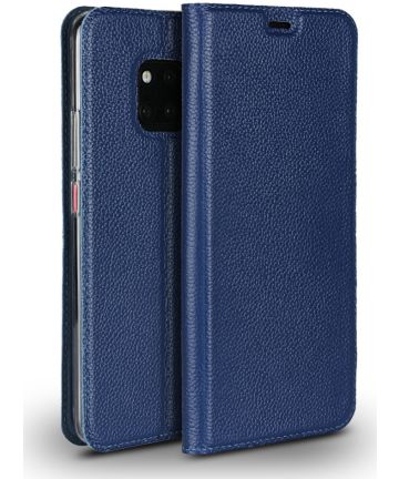 Huawei Mate 20 Pro Echt Leren Book Case Hoesje Blauw Hoesjes