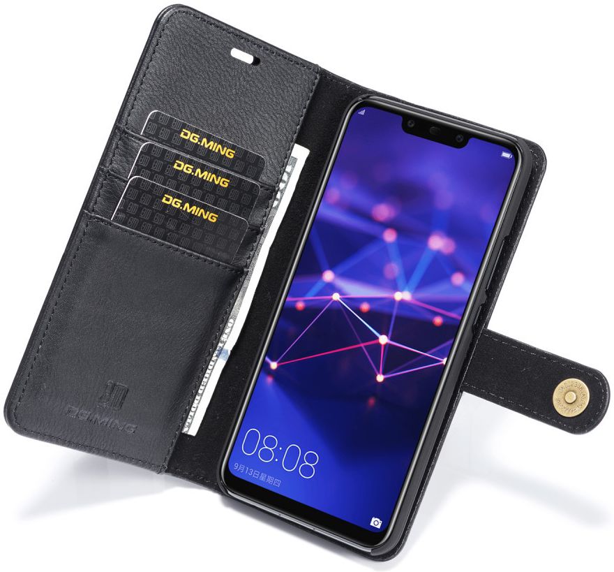 Huawei Mate 20 Lite Echt Leren 2-in-1 Portemonnee Hoesje Zwart afbeelding 2