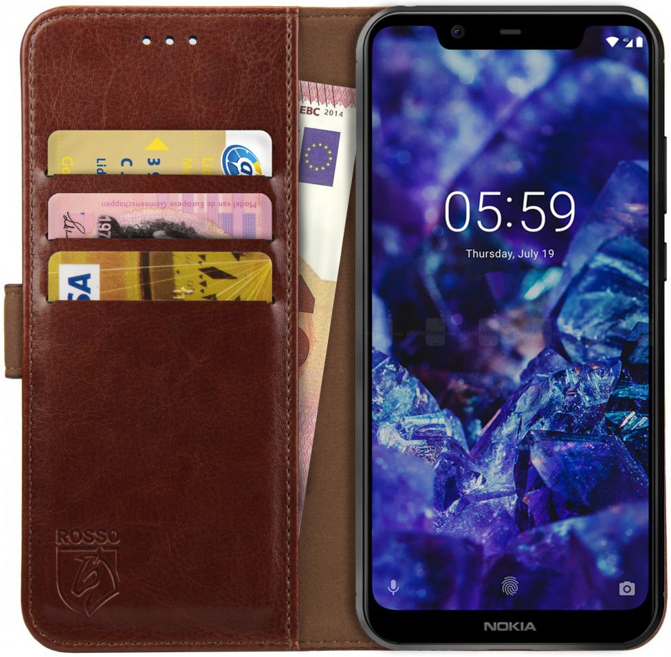 Rosso Element Nokia 5.1 Plus Hoesje Book Cover Bruin afbeelding 1