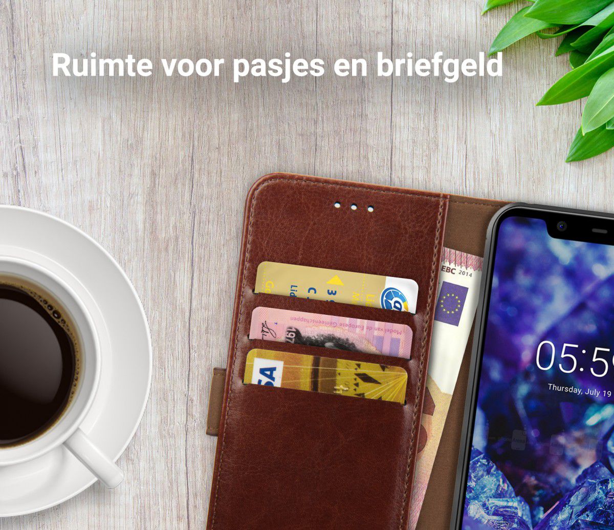 Rosso Element Nokia 5.1 Plus Hoesje Book Cover Bruin afbeelding 8