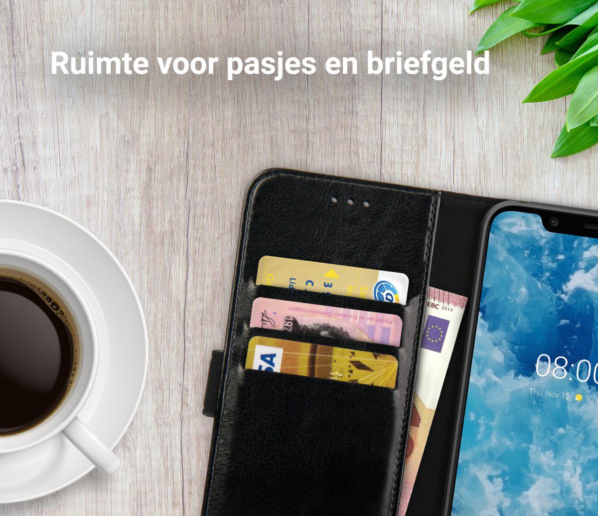 Rosso Element Nokia 8.1 Hoesje Book Cover Zwart afbeelding 9