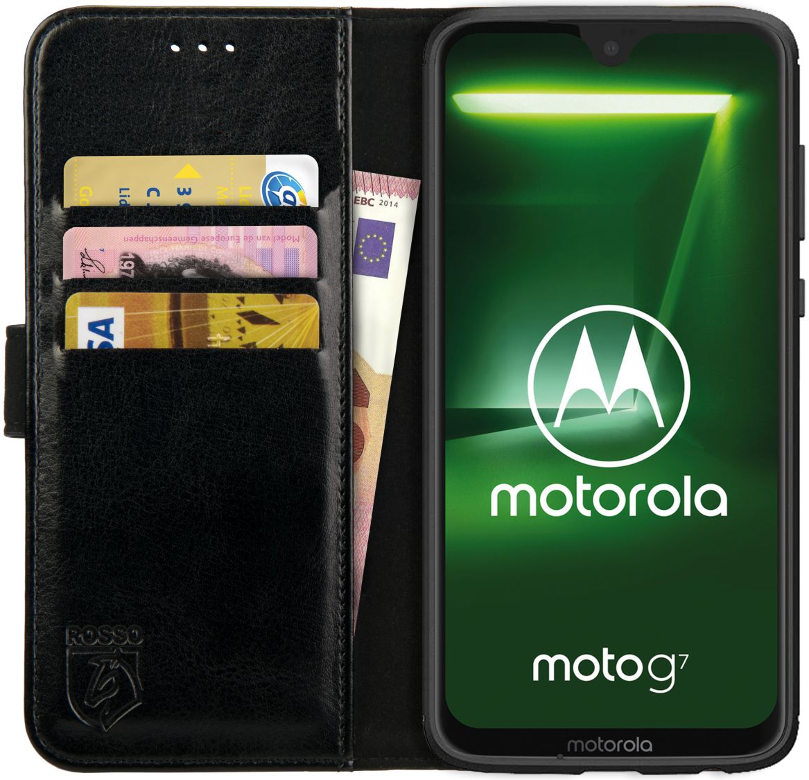 Rosso Element Motorola Moto G7 Hoesje Book Cover Zwart afbeelding 1