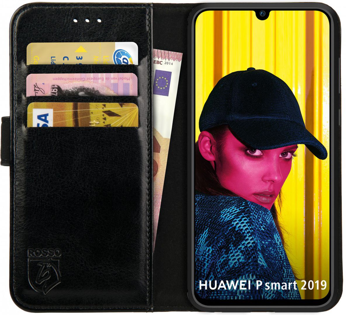 Rosso Element Huawei P Smart (2019) Hoesje Book Cover Zwart afbeelding 1