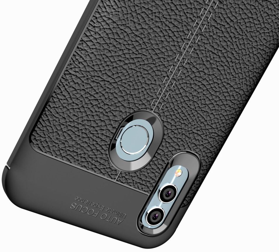 Huawei P Smart (2019) Hoesje met Kunstleer Coating Zwart afbeelding 3