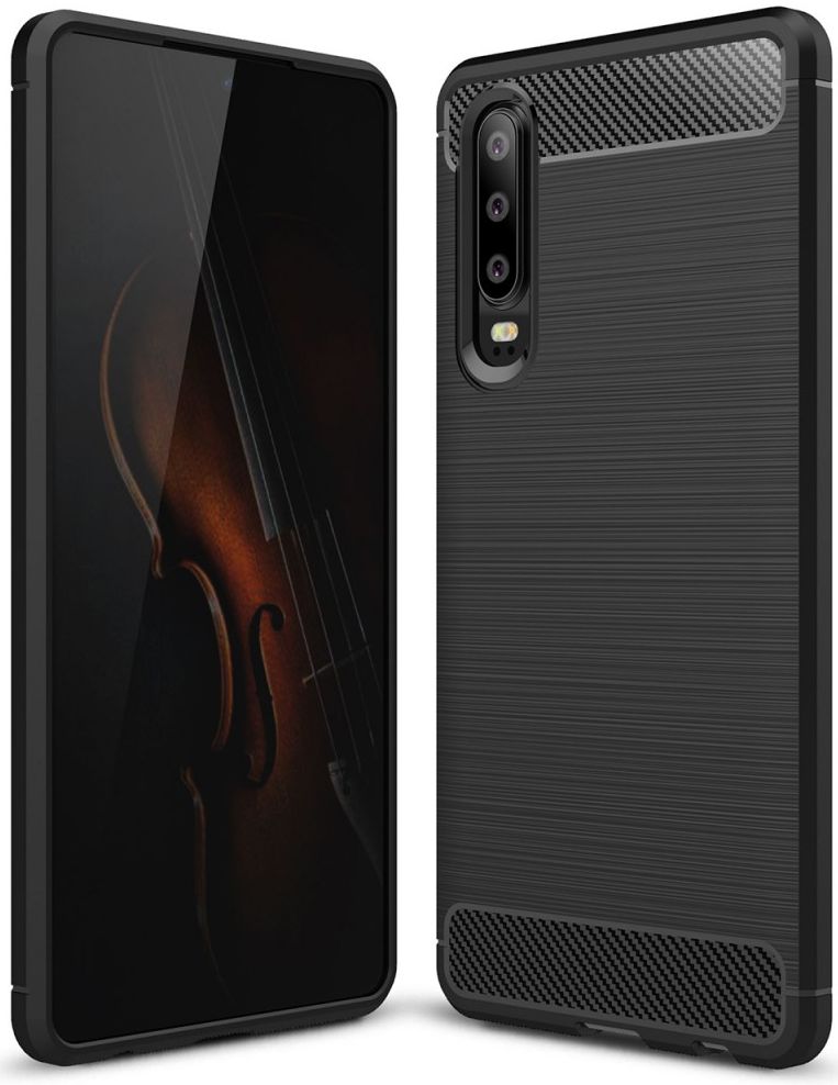 Huawei P30 Geborsteld TPU Hoesje Zwart afbeelding 1