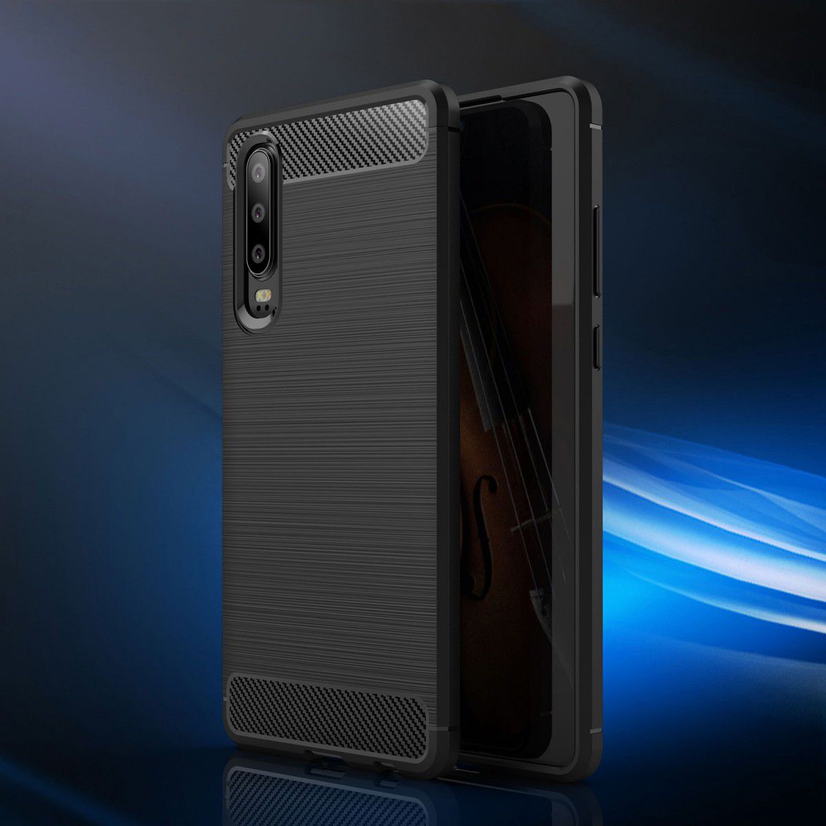 Huawei P30 Geborsteld TPU Hoesje Zwart afbeelding 11