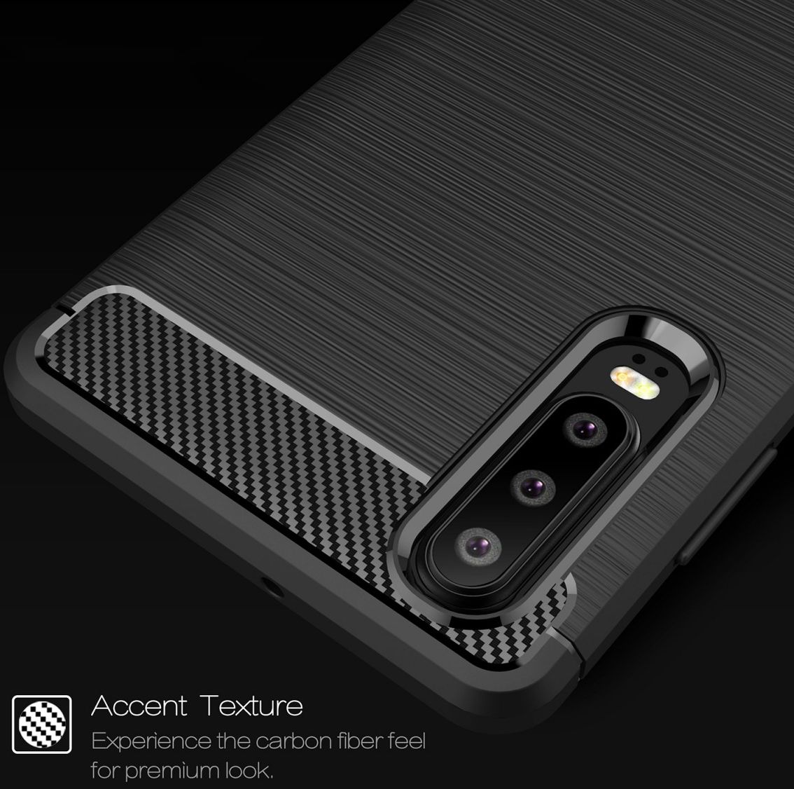 Huawei P30 Geborsteld TPU Hoesje Zwart afbeelding 9