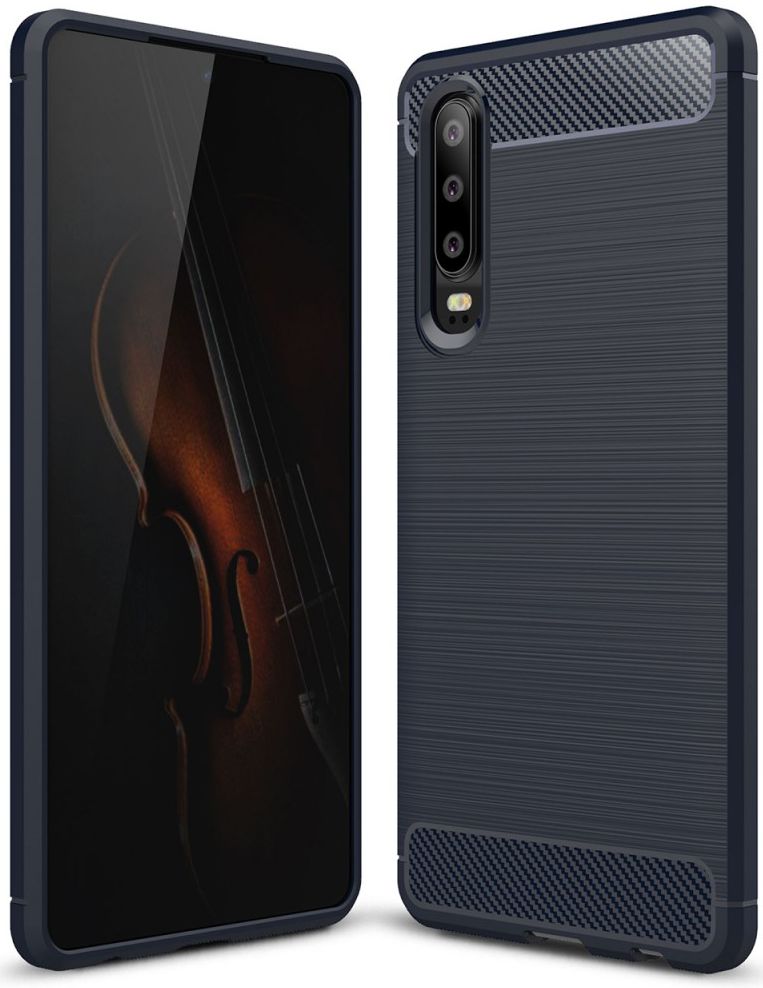 Huawei P30 Geborsteld TPU Hoesje Blauw afbeelding 1