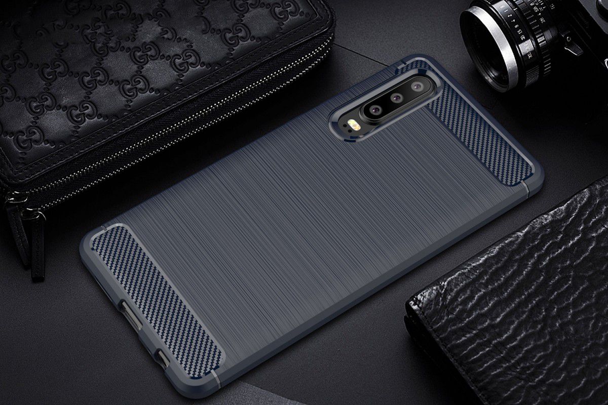 Huawei P30 Geborsteld TPU Hoesje Blauw afbeelding 2
