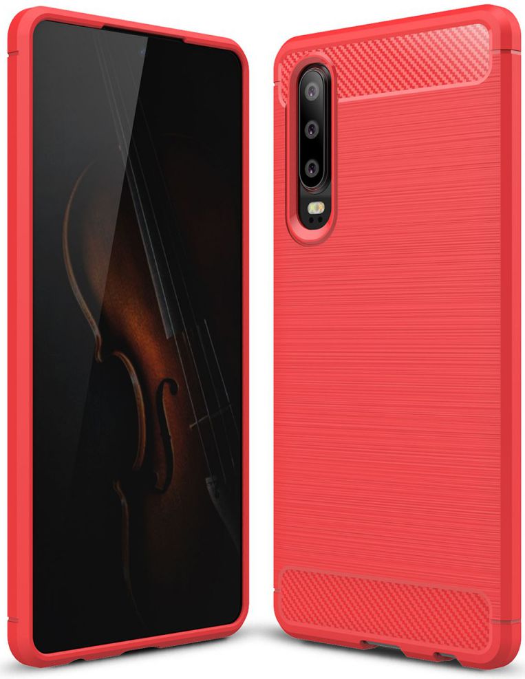 Huawei P30 Geborsteld TPU Hoesje Rood afbeelding 1