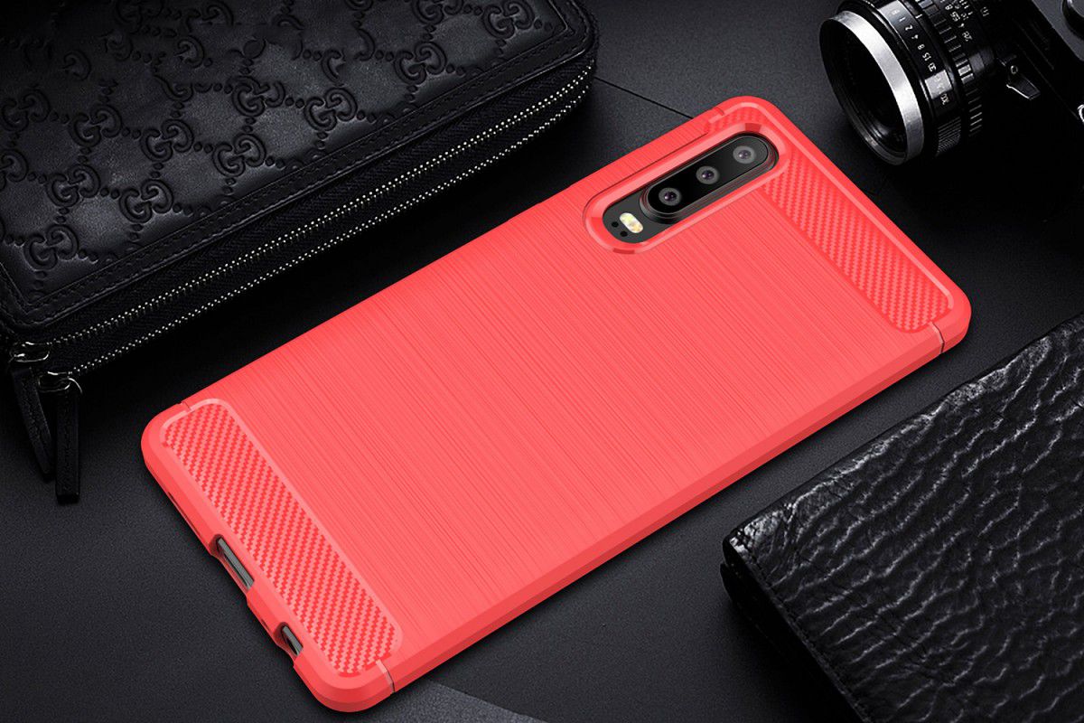 Huawei P30 Geborsteld TPU Hoesje Rood afbeelding 2