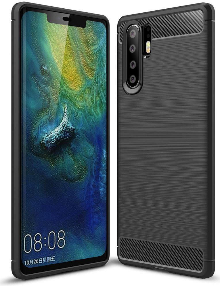 Huawei P30 Pro Geborsteld TPU Hoesje Zwart afbeelding 1