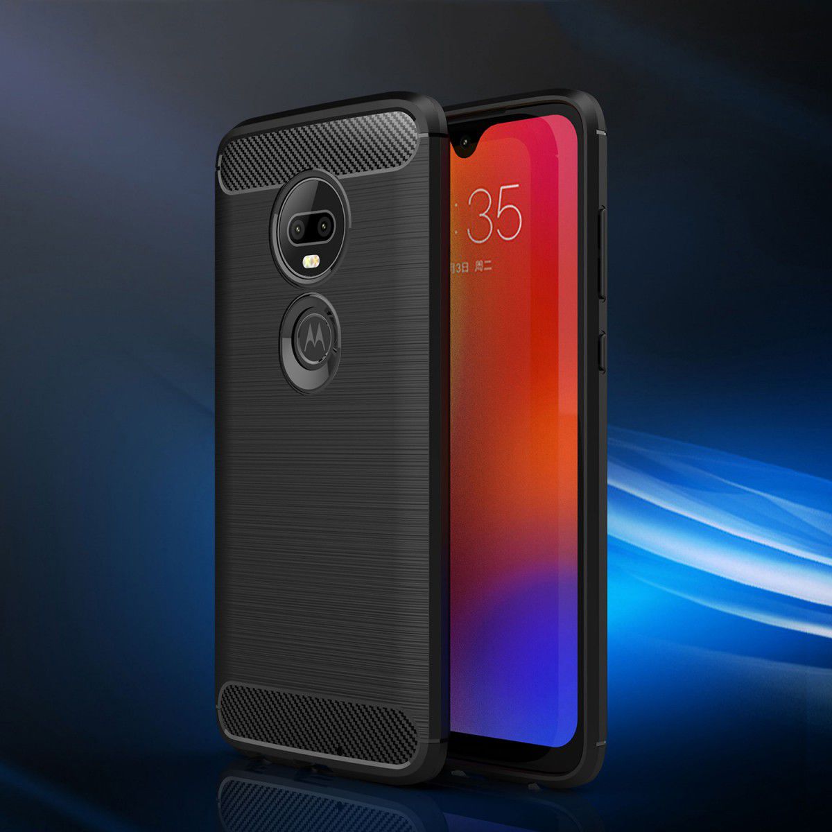 Motorola Moto G7 Geborsteld TPU Hoesje Zwart afbeelding 11