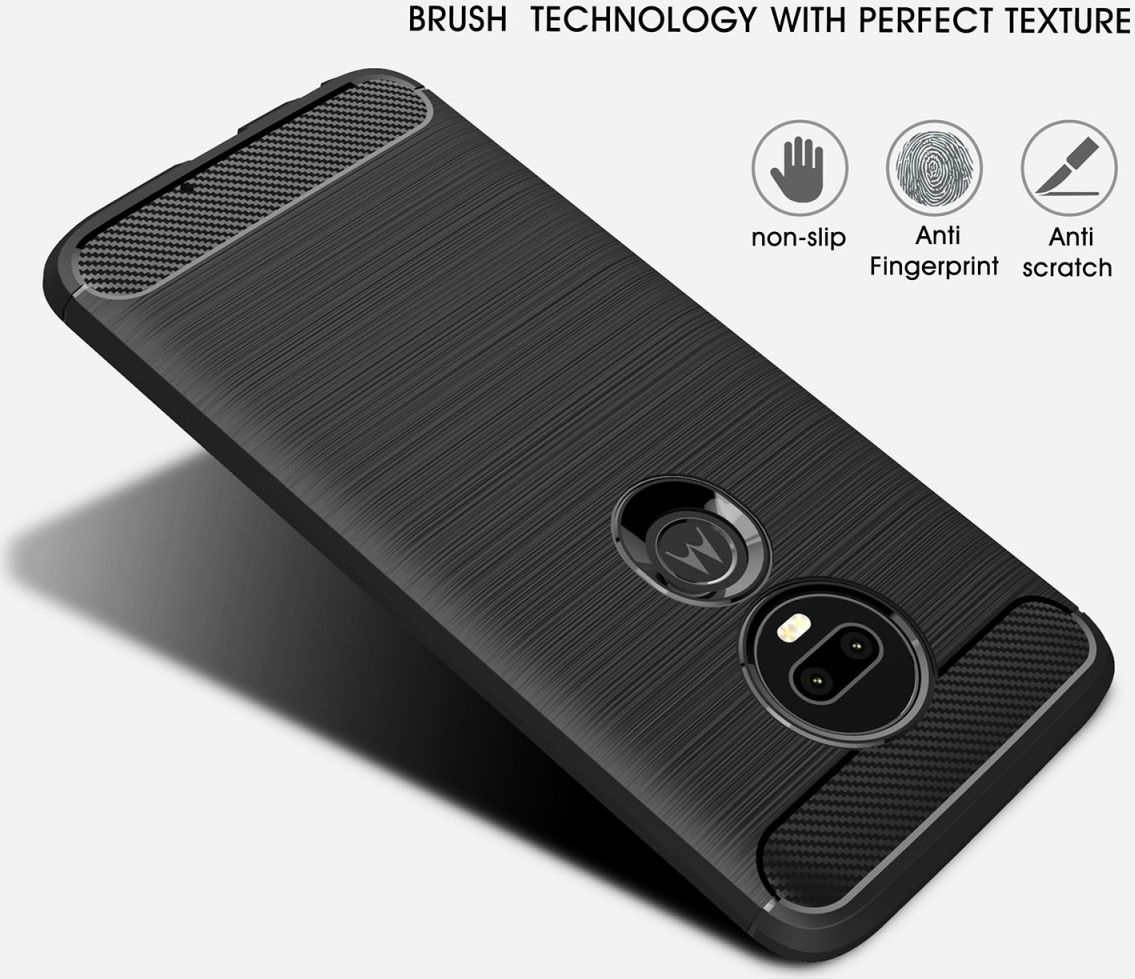 Motorola Moto G7 Geborsteld TPU Hoesje Zwart afbeelding 6