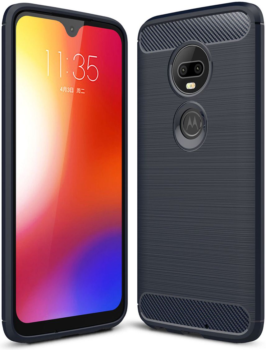 Motorola Moto G7 Geborsteld TPU Hoesje Blauw afbeelding 1