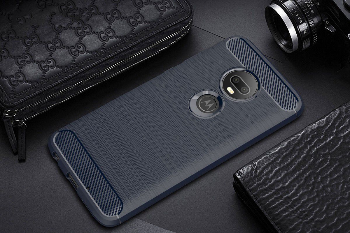 Motorola Moto G7 Geborsteld TPU Hoesje Blauw afbeelding 2