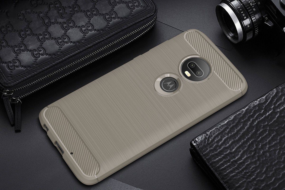Motorola Moto G7 Geborsteld TPU Hoesje Grijs afbeelding 2