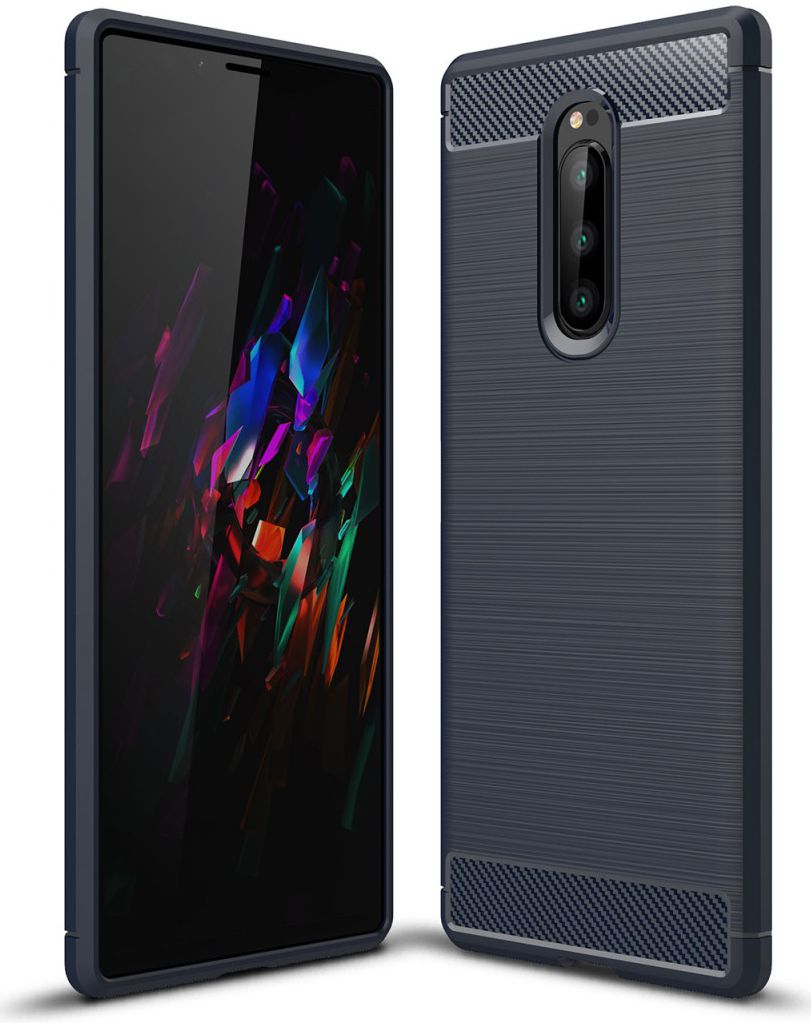 Sony Xperia 1 Geborsteld TPU Hoesje Blauw afbeelding 1