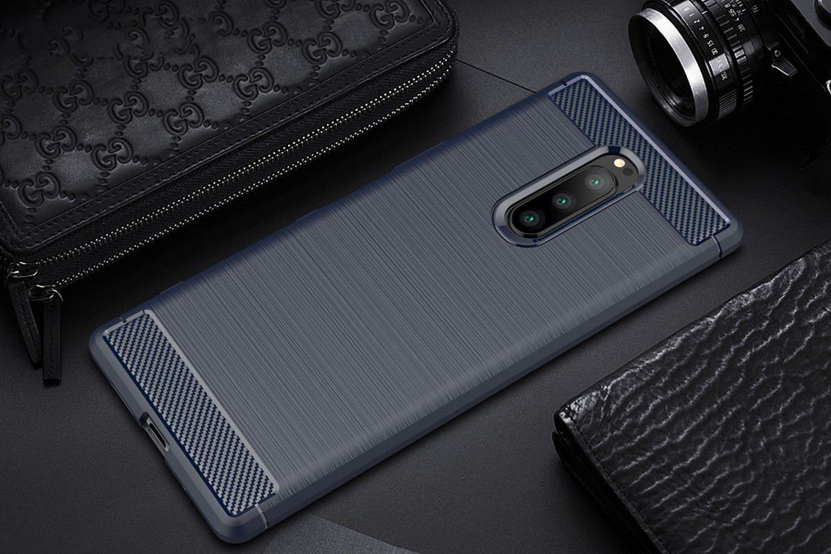 Sony Xperia 1 Geborsteld TPU Hoesje Blauw afbeelding 2