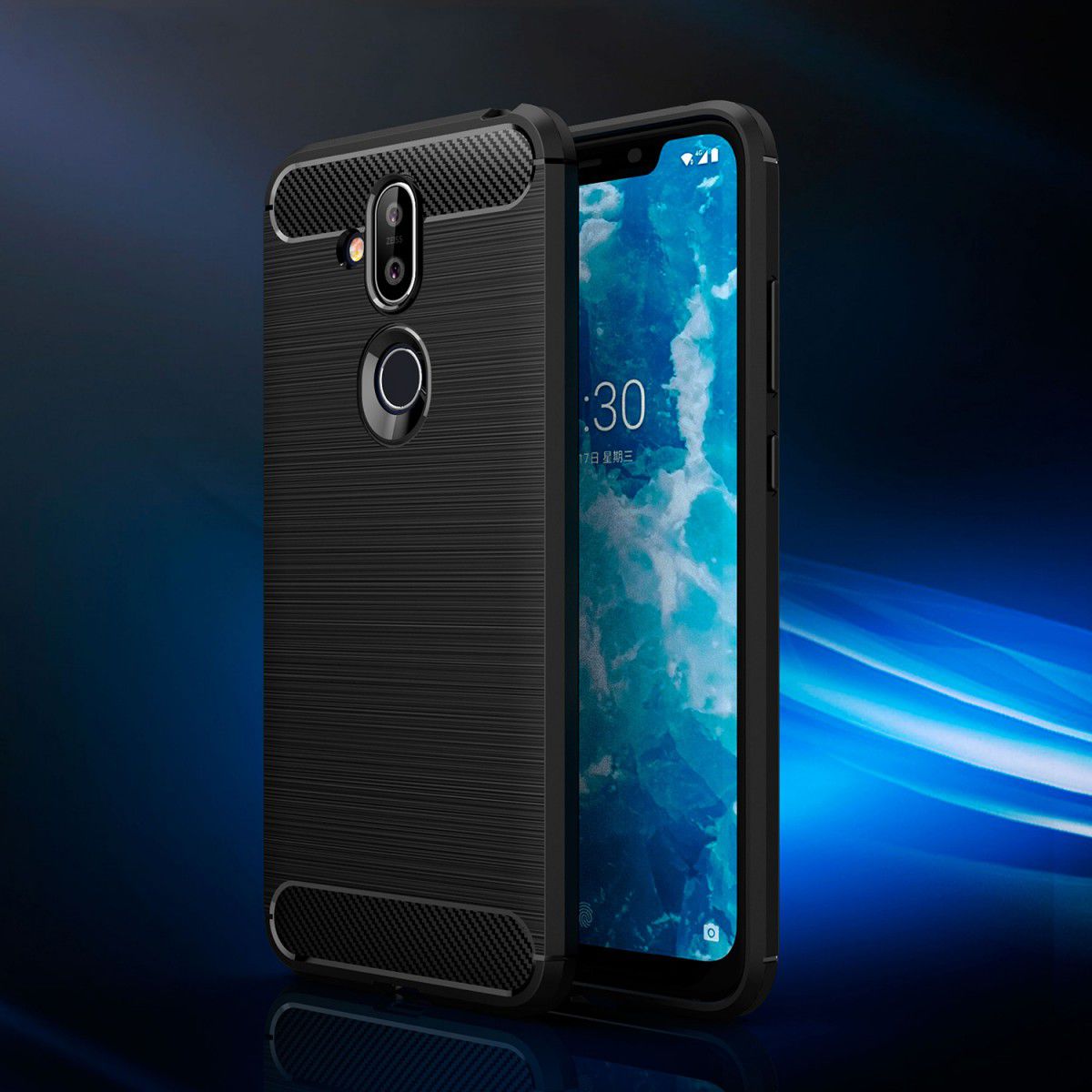Nokia 8.1 Geborsteld TPU Hoesje Zwart afbeelding 12