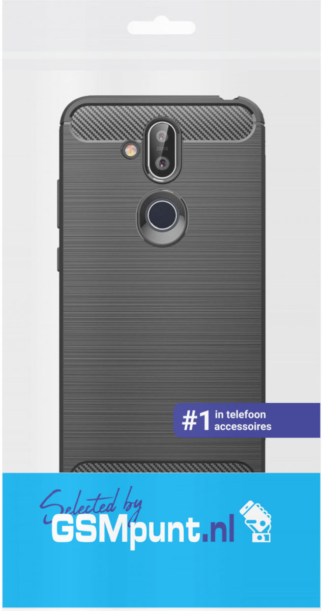 Nokia 8.1 Geborsteld TPU Hoesje Zwart afbeelding 4