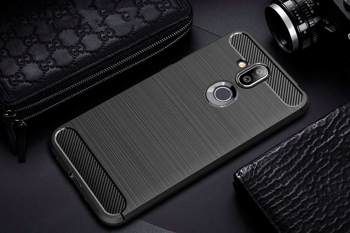 Nokia 8.1 Geborsteld TPU Hoesje Zwart afbeelding 2