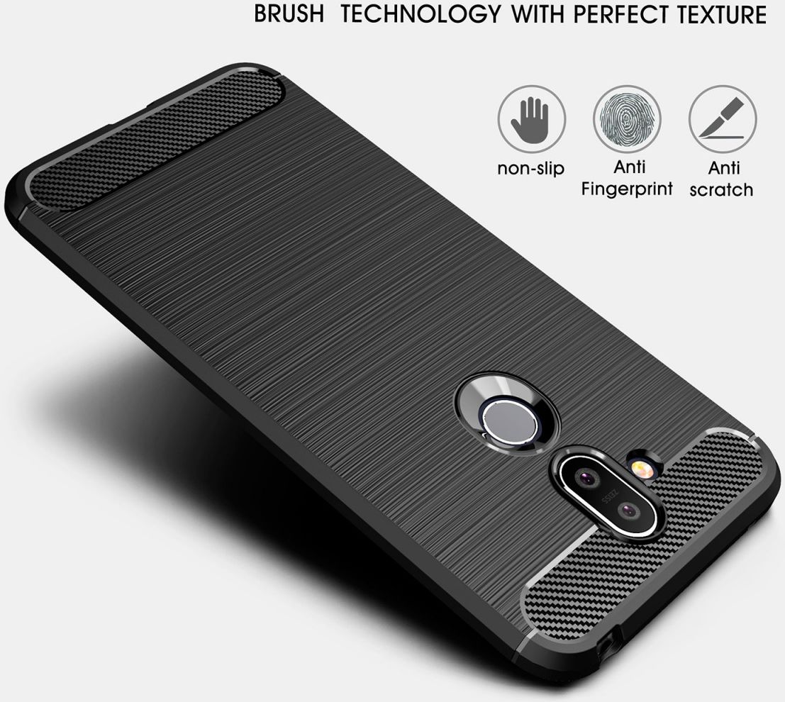 Nokia 8.1 Geborsteld TPU Hoesje Zwart afbeelding 7