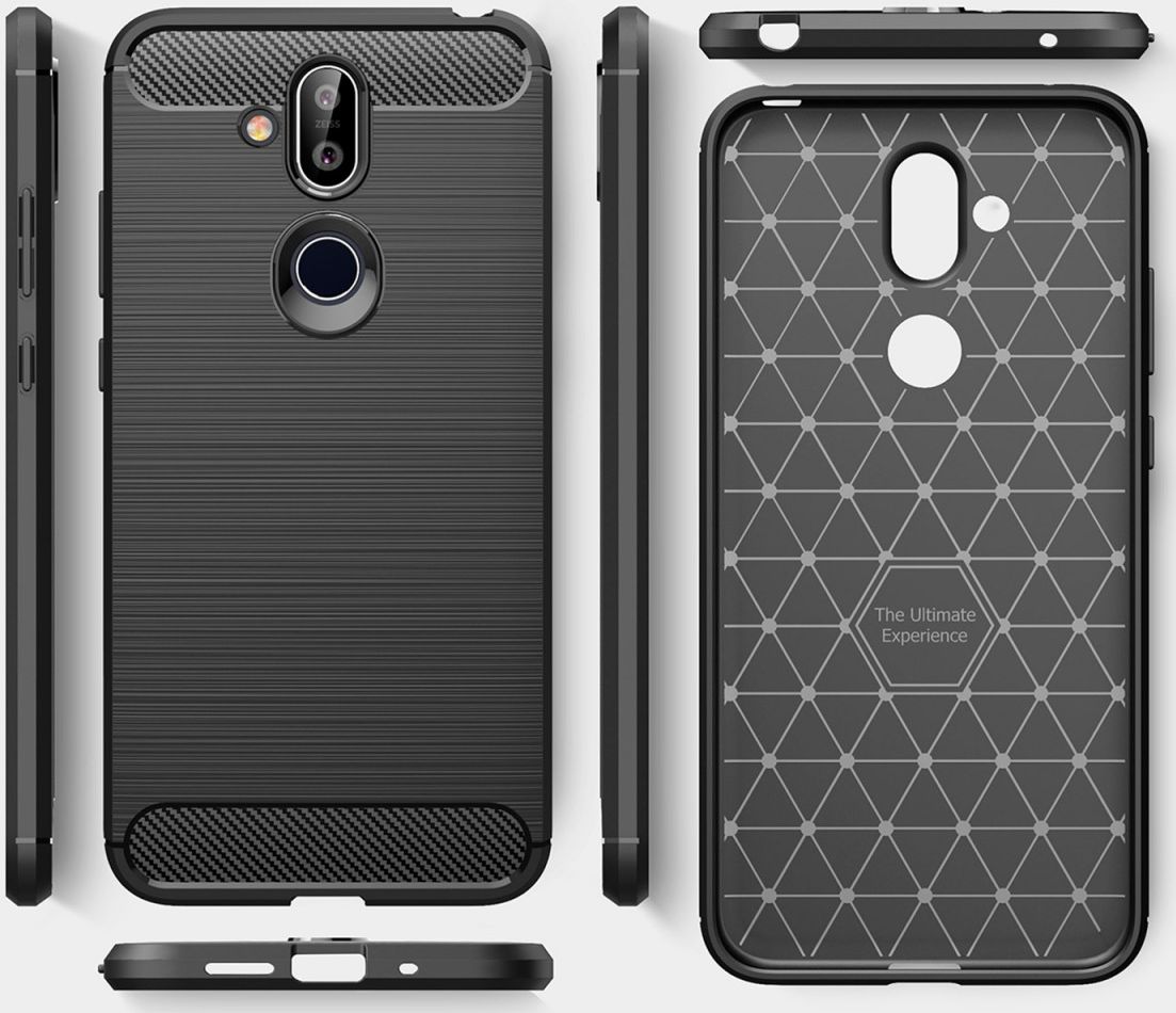 Nokia 8.1 Geborsteld TPU Hoesje Zwart afbeelding 9