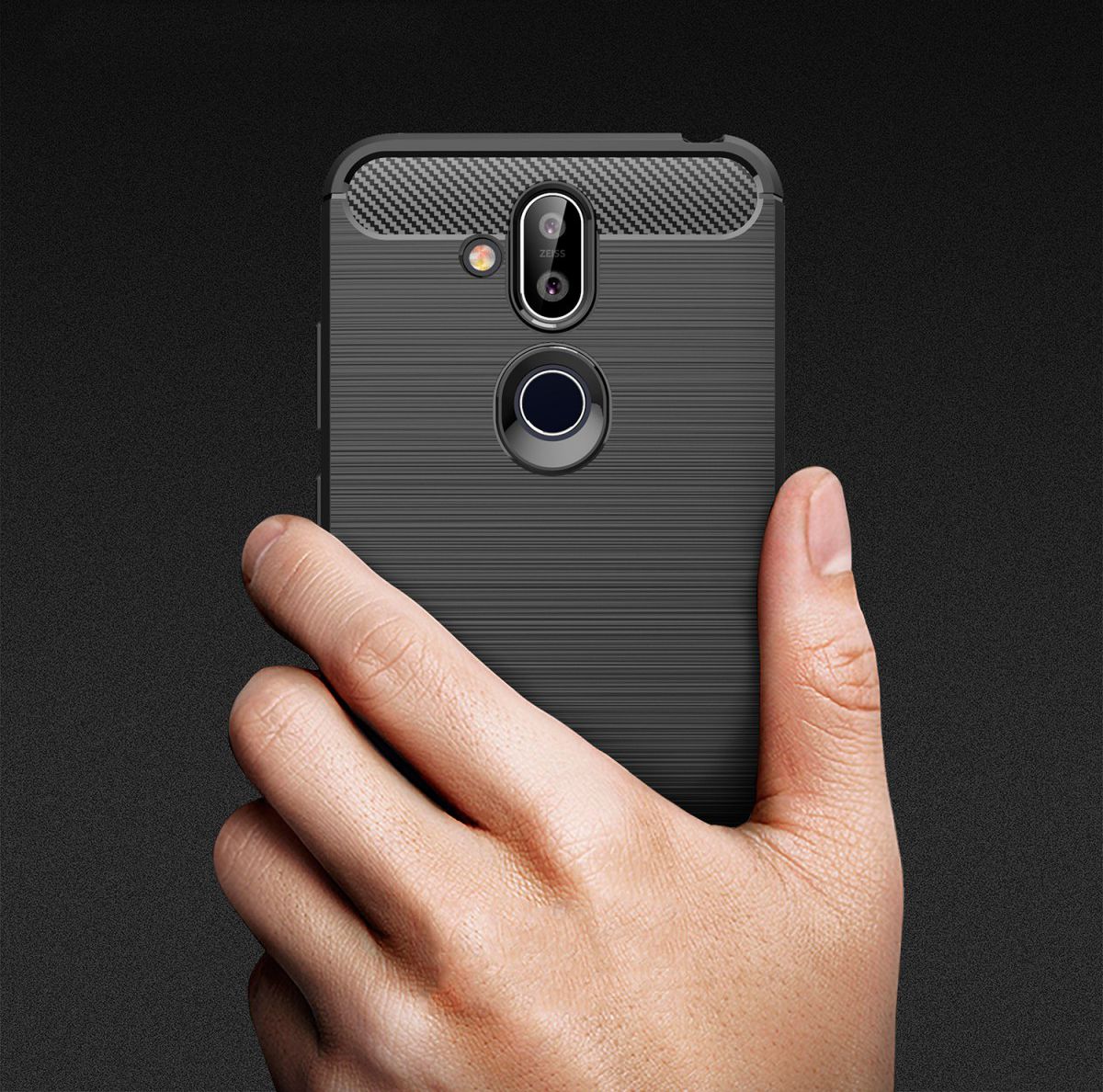 Nokia 8.1 Geborsteld TPU Hoesje Zwart afbeelding 11