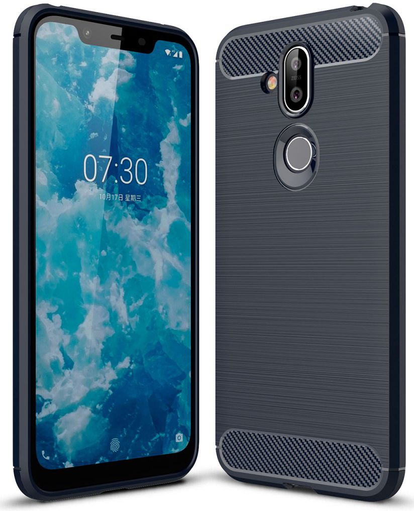 Nokia 8.1 Geborsteld TPU Hoesje Blauw afbeelding 1