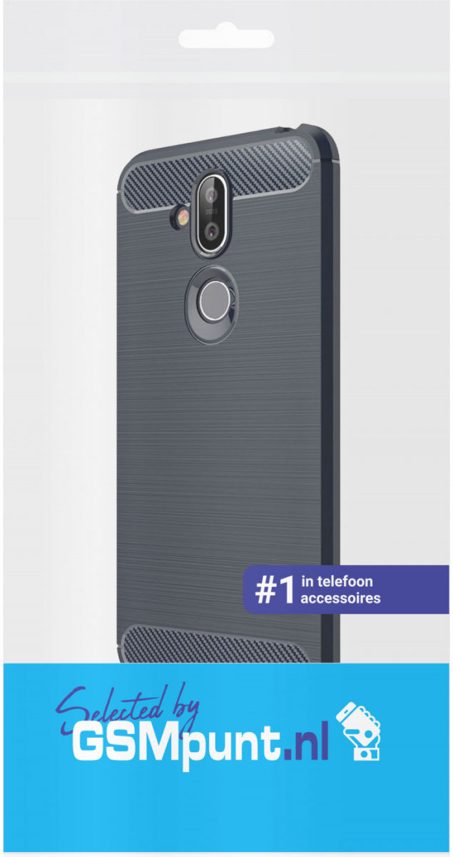 Nokia 8.1 Geborsteld TPU Hoesje Blauw afbeelding 4
