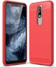 Nokia 5.1 Plus Geborsteld TPU Hoesje Rood