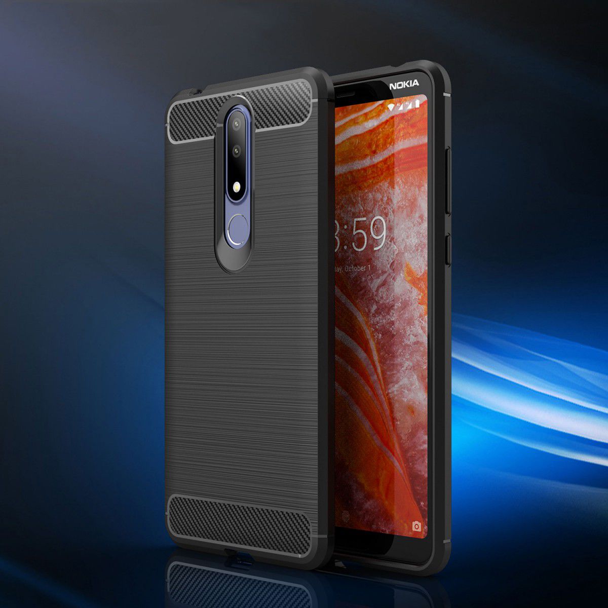 Nokia 3.1 Plus Geborsteld TPU Hoesje Zwart afbeelding 11