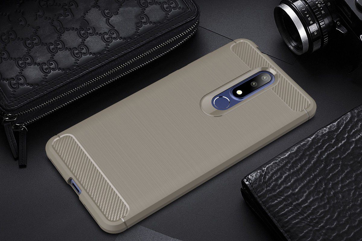 Nokia 3.1 Plus Geborsteld TPU Hoesje Grijs afbeelding 2