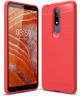 Nokia 3.1 Plus Geborsteld TPU Hoesje Rood