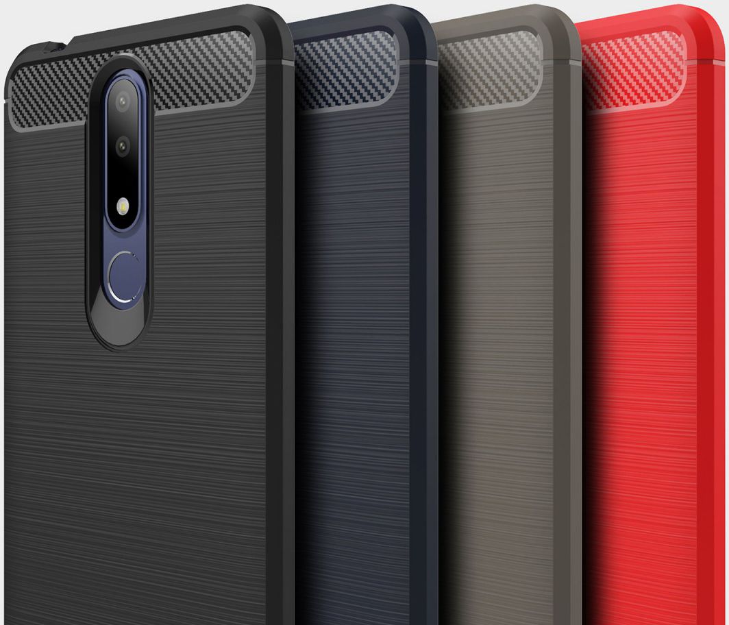 Nokia 3.1 Plus Geborsteld TPU Hoesje Rood afbeelding 11