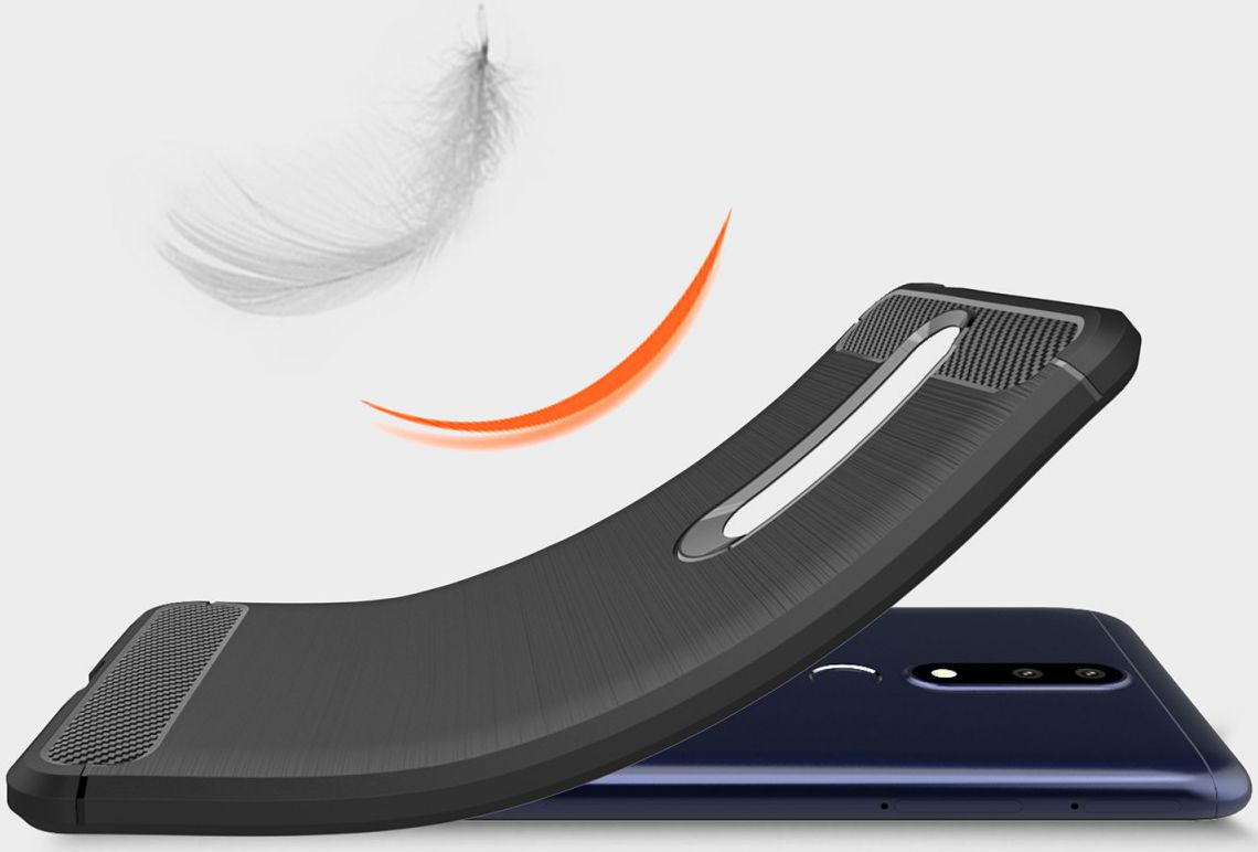 Nokia 3.1 Plus Geborsteld TPU Hoesje Rood afbeelding 5