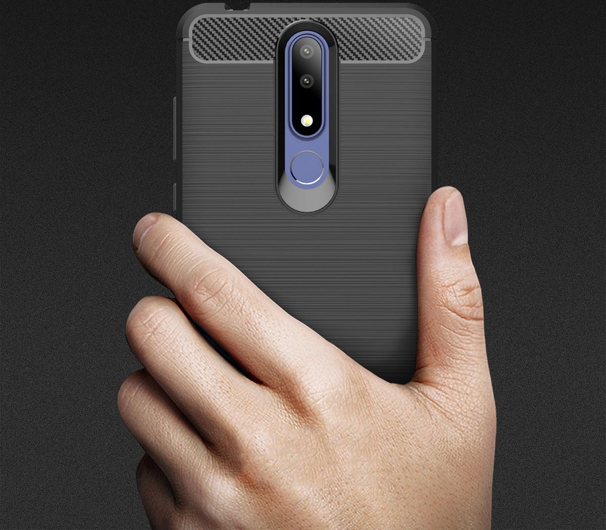 Nokia 3.1 Plus Geborsteld TPU Hoesje Rood afbeelding 10