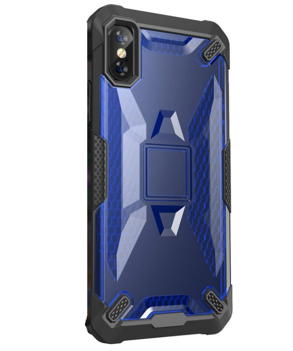 Apple iPhone XS Max Hybride Back Cover Zwart / Blauw afbeelding 2