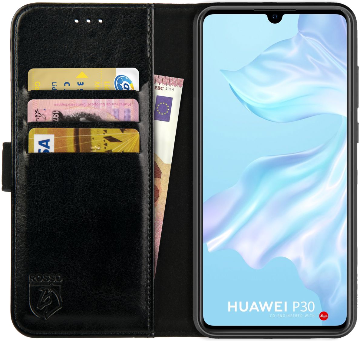 Rosso Element Huawei P30 Hoesje Book Cover Zwart afbeelding 1