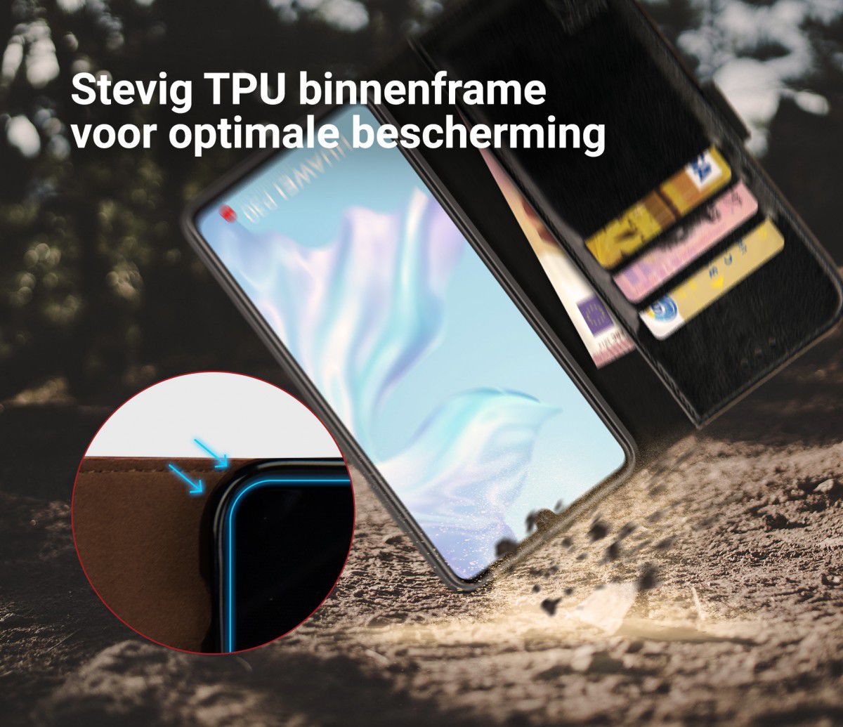 Rosso Element Huawei P30 Hoesje Book Cover Zwart afbeelding 4