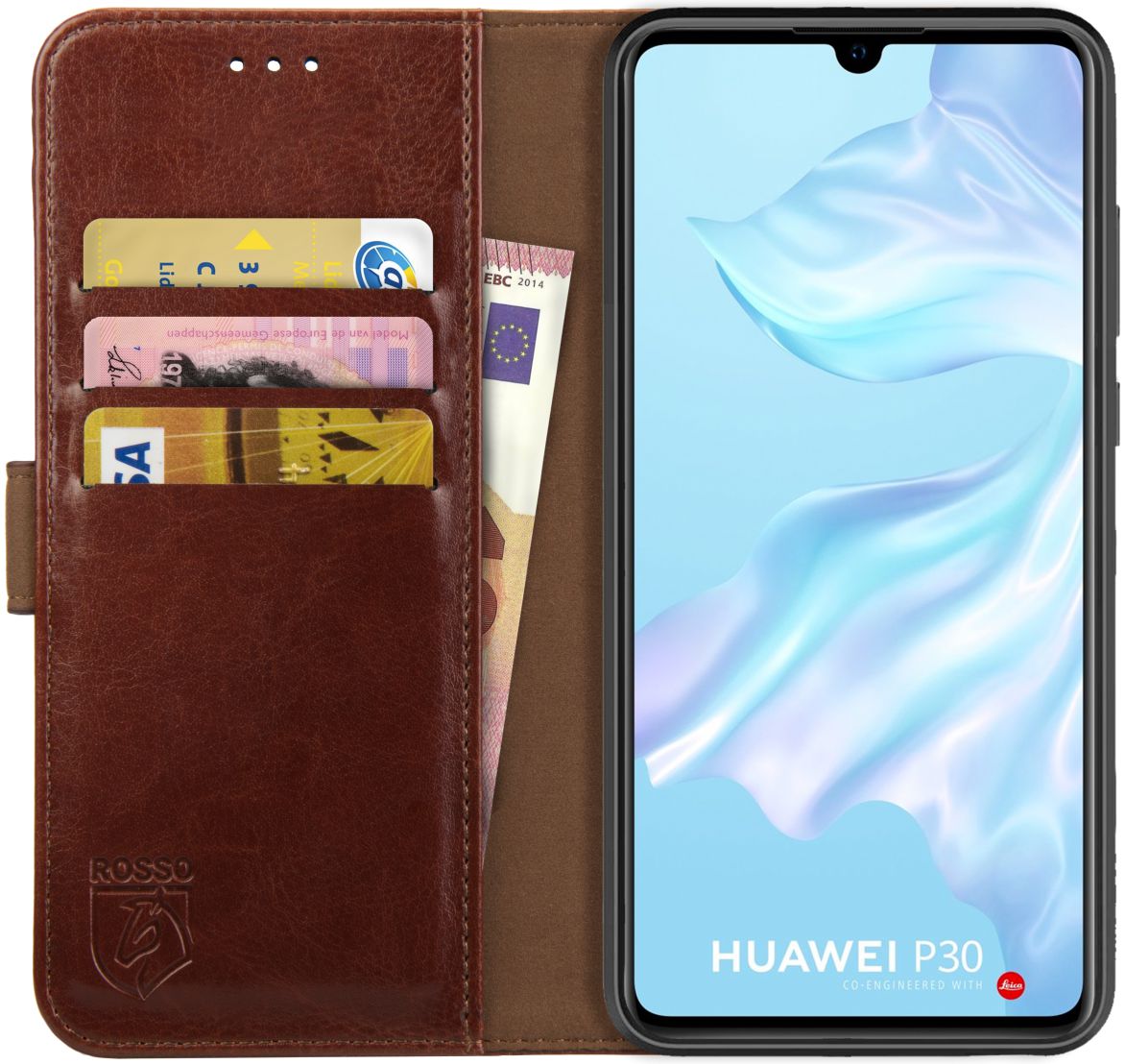 Rosso Element Huawei P30 Hoesje Book Cover Bruin afbeelding 1