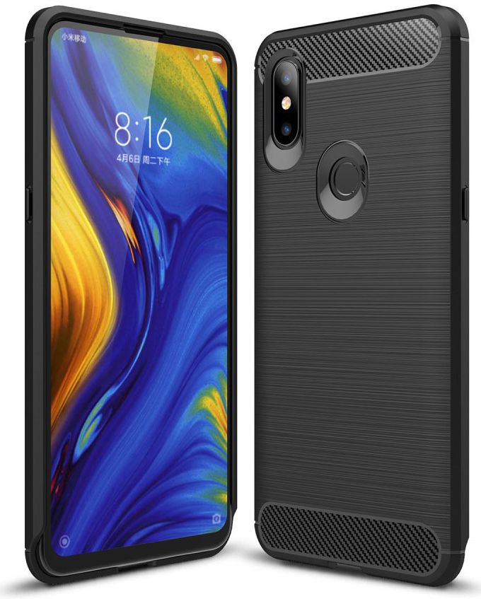 Xiaomi Mi Mix 3 Geborsteld TPU Hoesje Zwart afbeelding 1