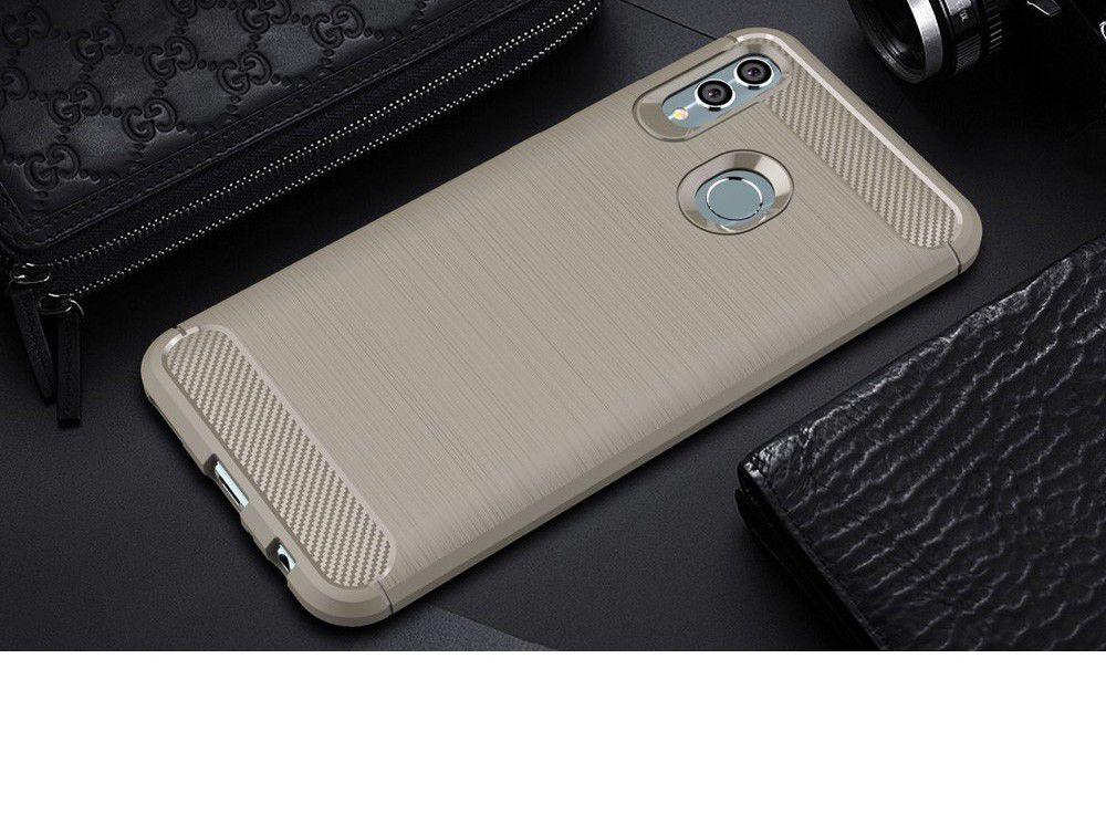 Huawei P Smart (2019) Geborsteld TPU Hoesje Grijs afbeelding 2