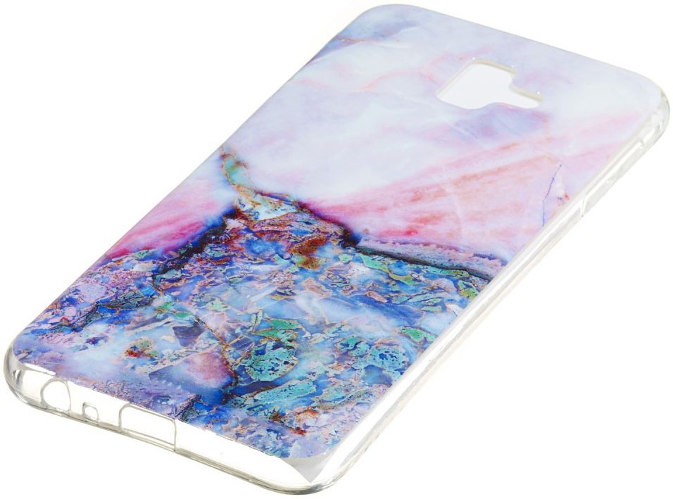 Samsung Galaxy J6 Plus TPU Hoesje met Marmer Opdruk Blauw afbeelding 2