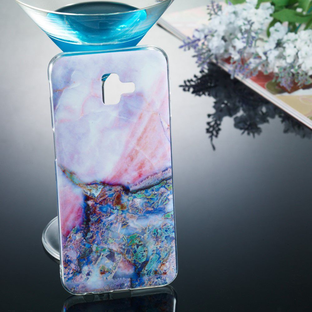 Samsung Galaxy J6 Plus TPU Hoesje met Marmer Opdruk Blauw afbeelding 4